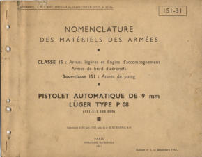 French Manual for P08 made under French Control - 1951